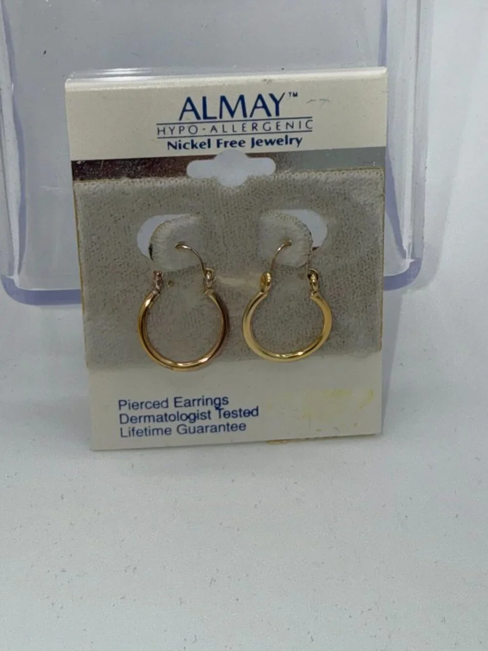 Almay Gold Tone Hoop Earrings Hypoallergenic Nickel Free NIP NWT